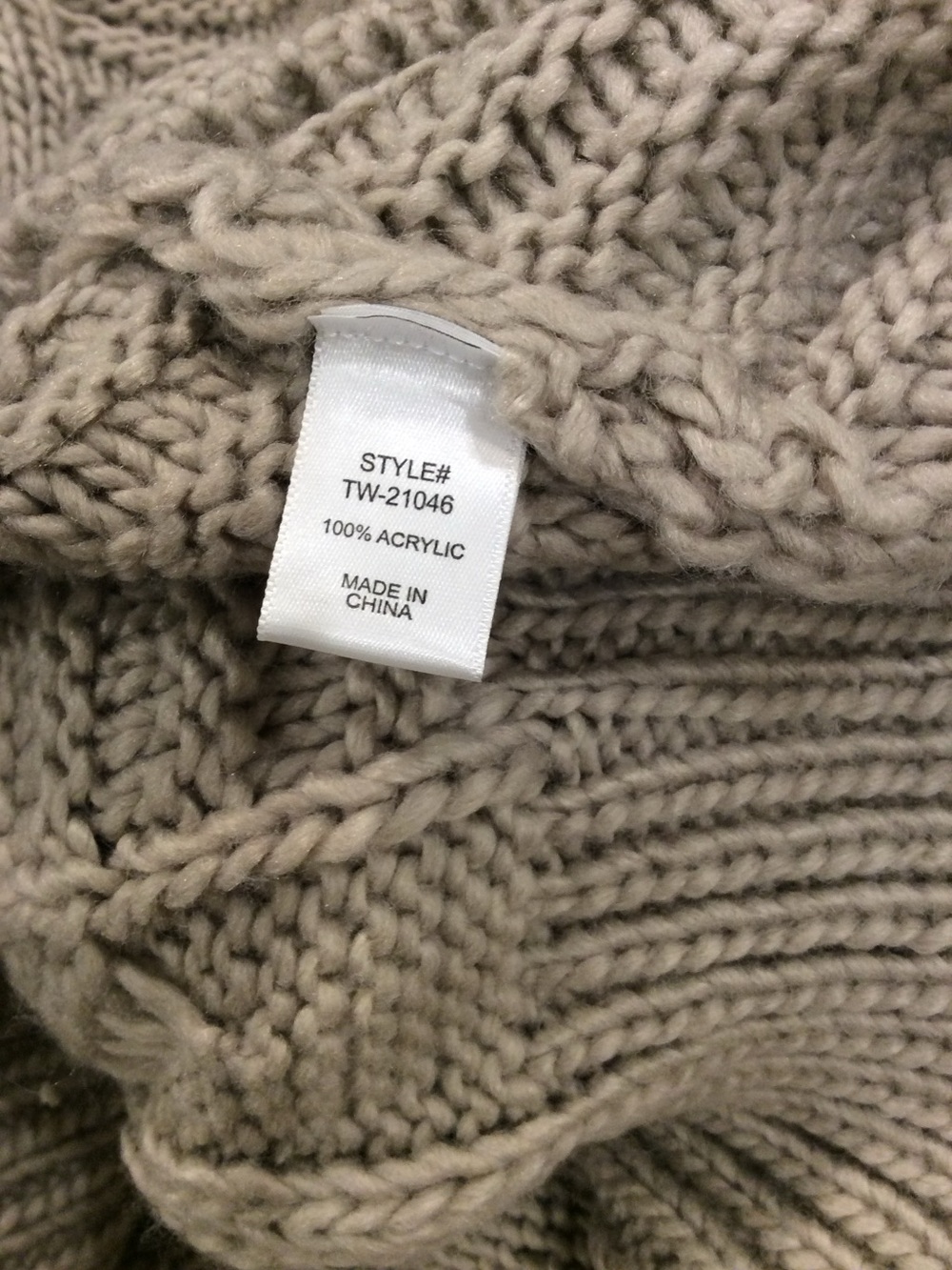 Zenana Outfitters Taupe Cable Knit Crew Sweater - Picture 3 of 3